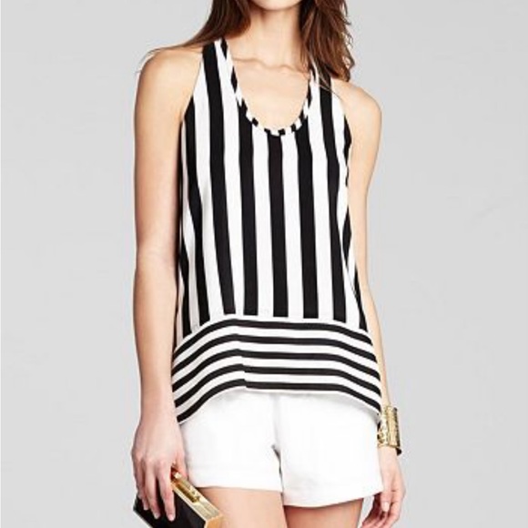 BCBG Dana open back tank black and white striped small NWT - Picture 2 of 11